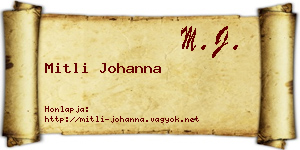 Mitli Johanna névjegykártya